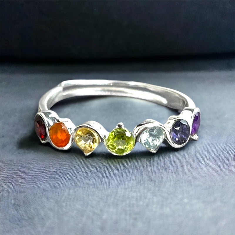 CHAKRA Multiedelsteine Ring - 925 Sterling Silber - RG925-44