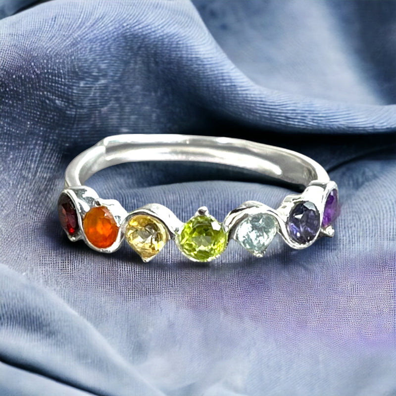 CHAKRA Multiedelsteine Ring - 925 Sterling Silber - RG925-44